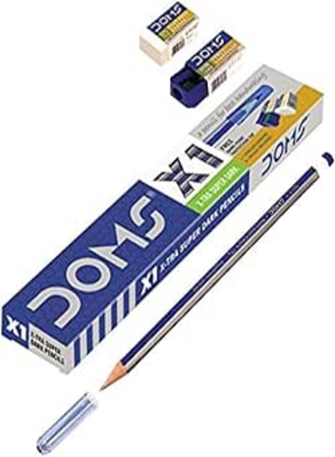 Doms Pencil box with lid with sharpener and space